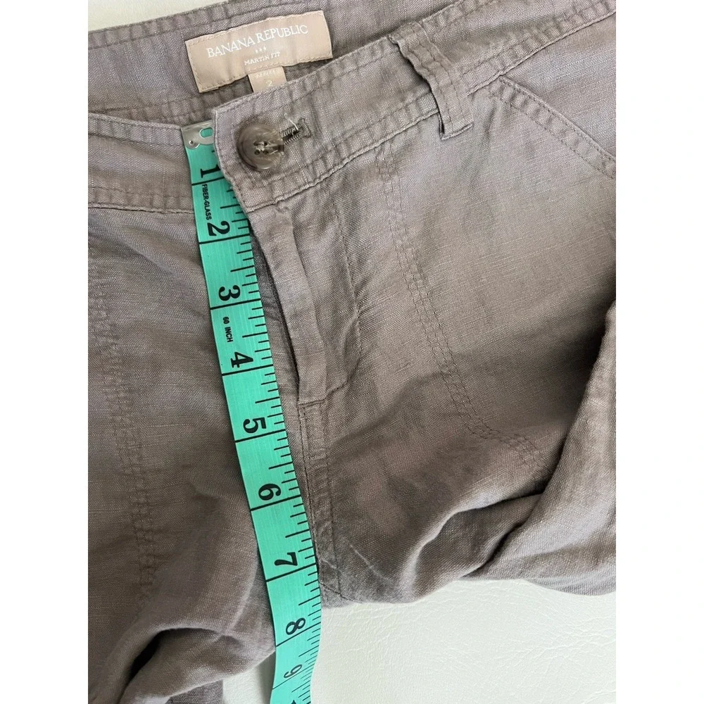 Banana Republic Martin Fit Linen Blend Cargo Capri Pants Gray Size 2P Low Rise